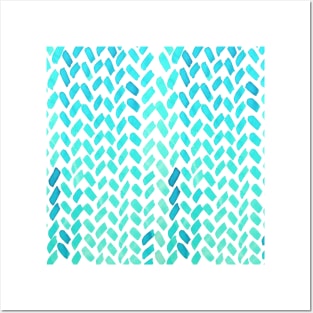 Cute watercolor knitting pattern - aqua Posters and Art